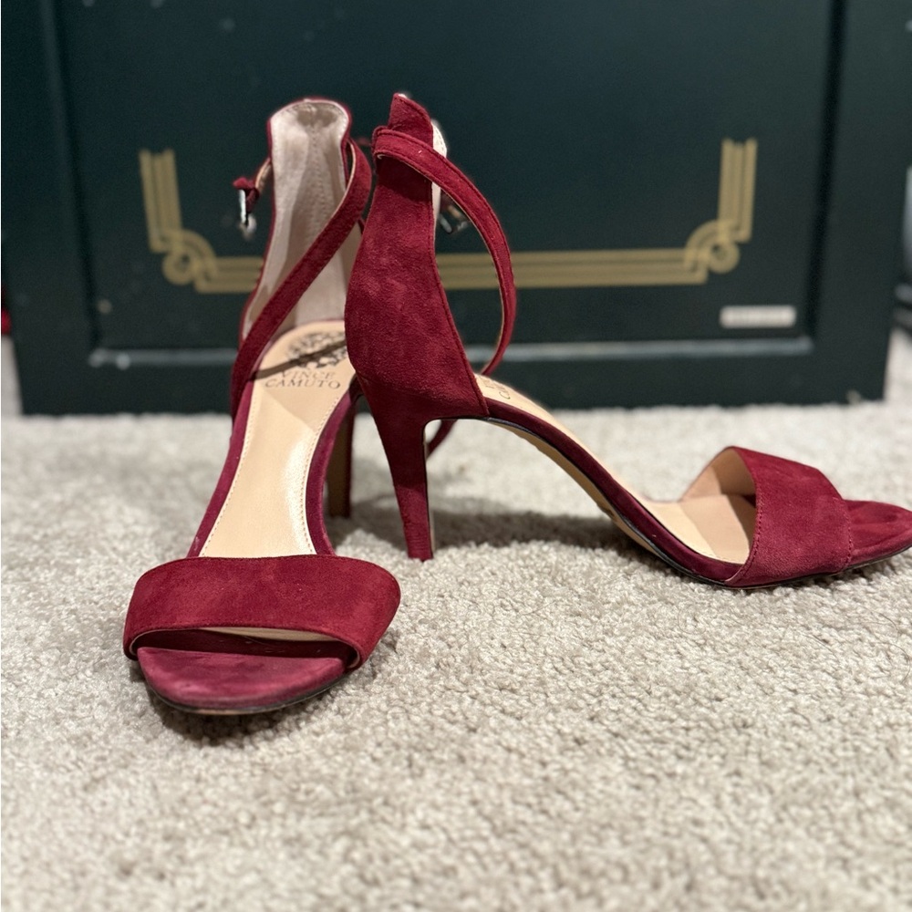 Elegant Red Suede Women's Heels